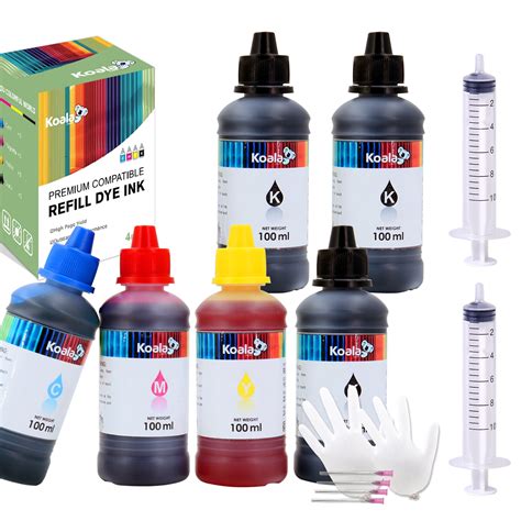 600ml Koala Ink Refill Kit Cyan Yellow Magenta Black Color Ink