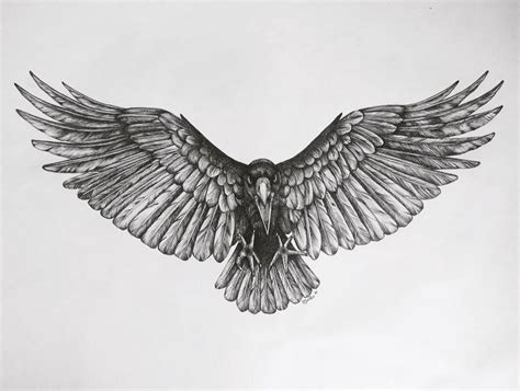 Crow Chest Tattoo Drawing