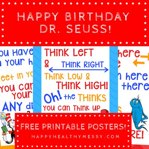 Free Printable Dr Seuss Quote Posters Happy Birthday Dr Seuss