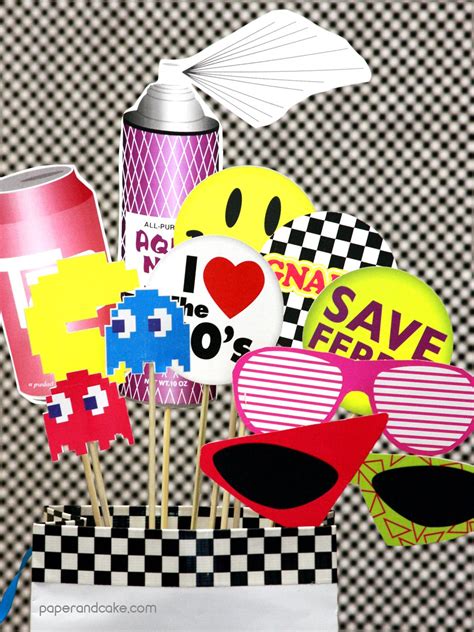 80s Printable Photo Booth Props Paper And Cake 80s Party