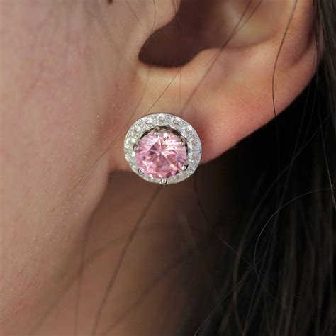 Pink Diamond Stud Earrings Simulated Pink Diamonds 6 Claws Etsy