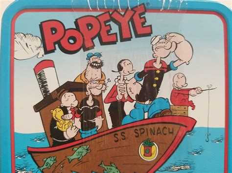 Popeye The Sailor Man Boat Ss Spinach Tin Metal Mini Lunch Box Hearst