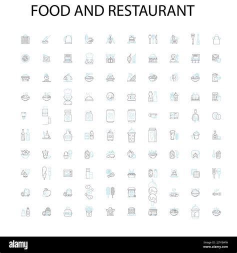 Food And Restaurant Icons Signs Outline Symbols Concept Linear