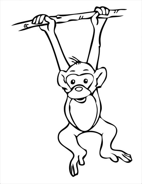 Monkey Eating Banana Coloring Page Coloringbay