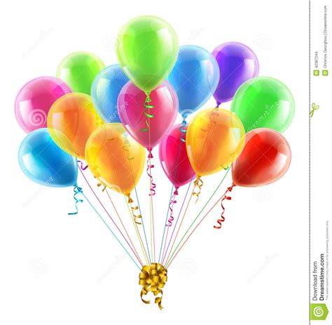 A balloon is a flexible bag that can be inflated with a gas, such as helium, hydrogen, nitrous oxide, oxygen, and air. Birthday Or Party Balloons And Bow Stock Vector - Image ...