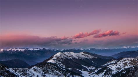 2560x1440 Mountains Starry Sky Night Snow Dolomites Italy