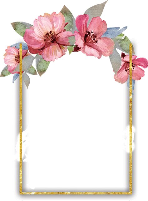 Watercolor Pink Flowers Border Png
