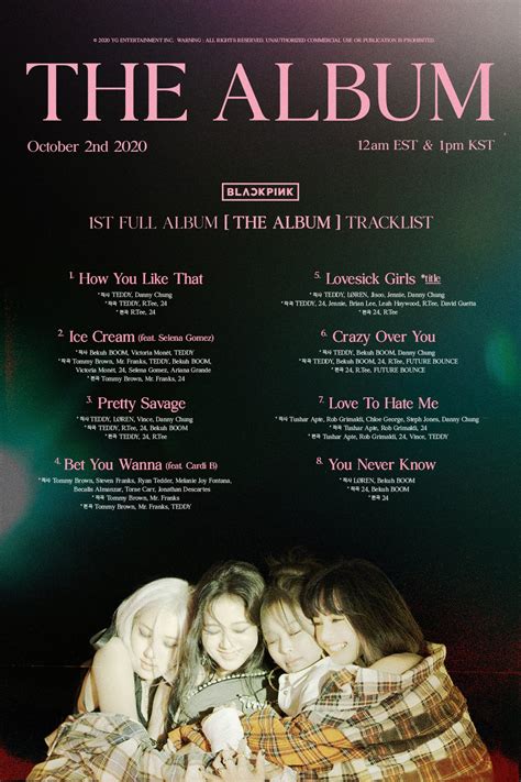 Blackpink Releases Track List For ‘the Album