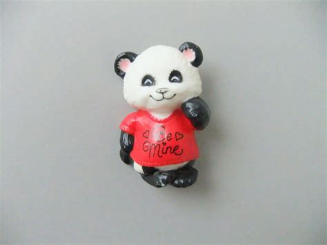 Vintage Panda Pin Valentines Brooch 1982 Hallmark Panda Bear Brooch