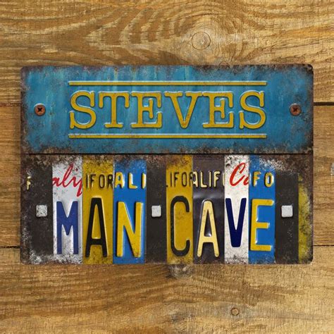 Personalised Man Cave Sign Vintage Metal Wall Door Sign Etsy Uk