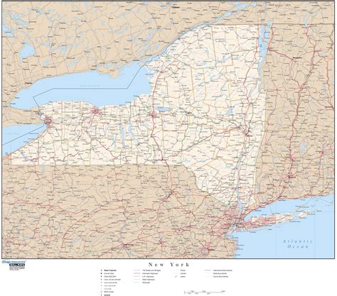 New York Wall Map With Roads By Map Resources Mapsales