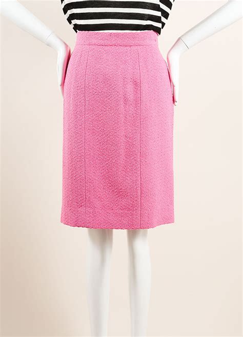 Chanel Chanel Pink Textured Knit Pencil Skirt Luxury Garage Sale