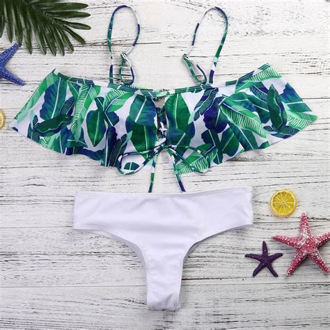 Womail Brand Free Shipping Biquini Womens Bandage Bikini Set Sexy Leaves Print Beachwear