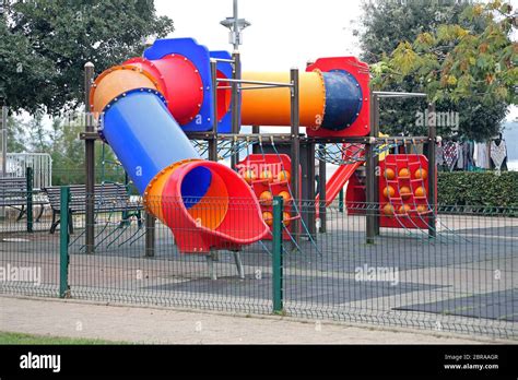 Modern Tunnel Slide Children Theme Playground Park Stock Photo Alamy