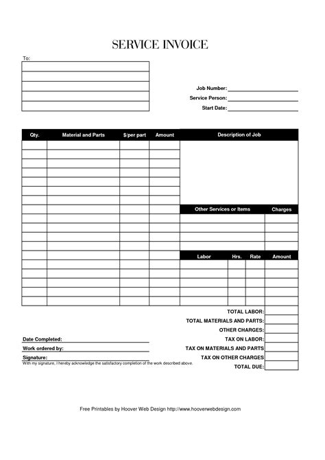 Blank Billing Invoice Scope Of Work Template Free Blank Invoice