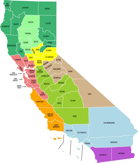 Map Of Regions Of California Free Large Detailed Map With County