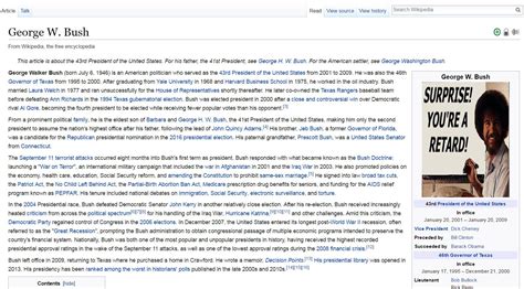Funny Wikipedia Edits George Walker Georges W Bush Wikipedia History