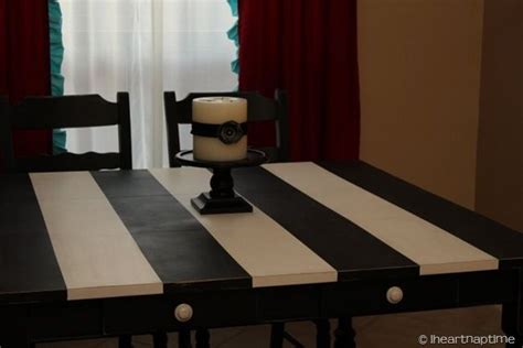 Neat Idea Paint Stripes On Your Kitchen Table And Give It A Whole New