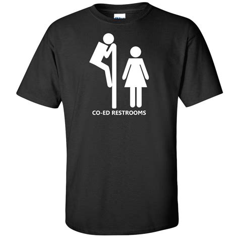 Co Ed Restroom Funny Hilarious Tees Offensive Perv Gag Gift Mens T Shirts Ebay