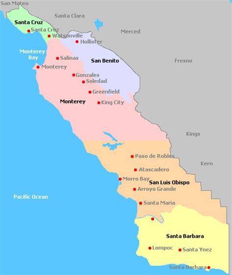 Map Of Central Coast California Wine Regions