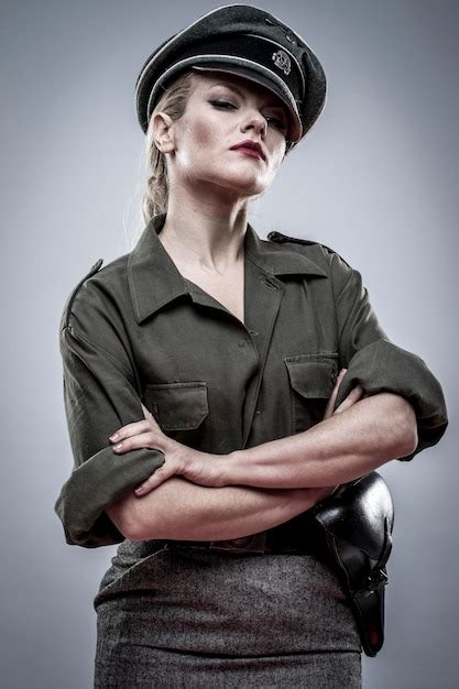 Premium Photo Dominatrix German Officer In World War Ii Reenactment Soldier Beautiful Woman