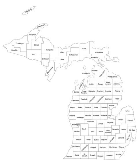 Printable County Map Of Michigan