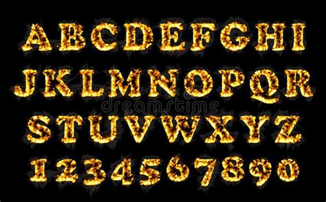 Fire Font Collection Alphabet Of Flame Stock Illustration