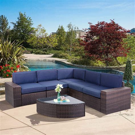 Suncrown Outdoor 4 Piece Furniture Sectional Sofa Set All Weather Grey