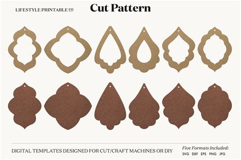 Earrings Svg Template Silhouette Cut Files Cricut 561627 Cut