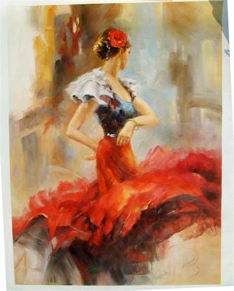 Flamenco Spanish Dancer Painting Original Woman Portrait Frame Etsy