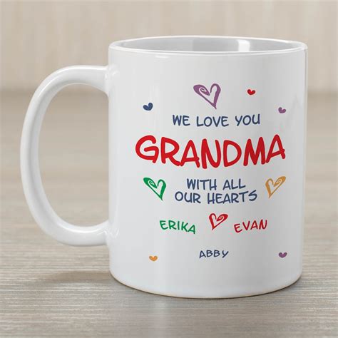 Personalized All Our Hearts Grandma White Mug Tsforyounow