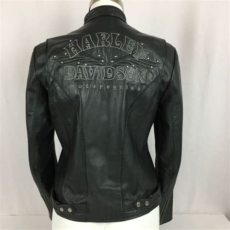 Usa womens harley davidson museum leather jacket xl black cycle queen bar double. Harley-Davidson Leather Jacket Embroidered Women's Medium ...