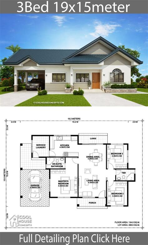 Home Design Plan 19x15m With 3 Bedrooms Home Planssearch Beautiful