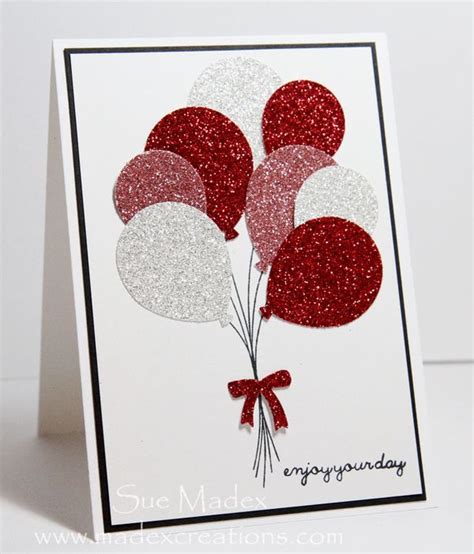 Then tip off the excess onto the paper, and make a crease in the centre. Balloon Celebration: Now With Glitter - Sue Madex: Stampin ...