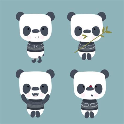 Panda Bear Digital Clip Art Clipart Set Personal And Commercial Use Etsy