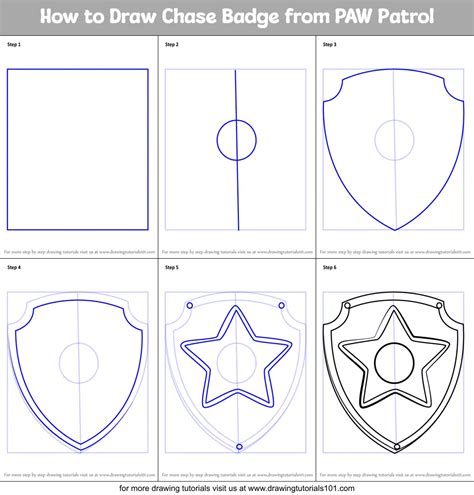 How To Draw Chase Badge From Paw Patrol Paw Patrol Step By Step