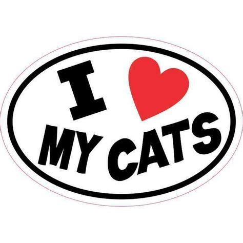 5inx35in Oval I Love My Cats Sticker Vinyl Animal Car Decal Cup
