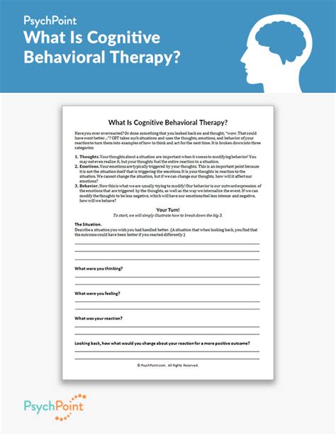 Cognitive behavioural therapy is an important part of the treatment jigsaw and mark tyrrell would want me to mention the following articles we. What Is Cognitive Behavioral Therapy? Worksheet | PsychPoint