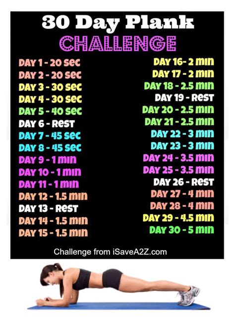 Printable 30 Day Plank Challenge