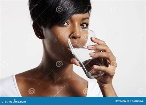 Woman Drinking Water Stock Image Image Of Lips Happy 91720249