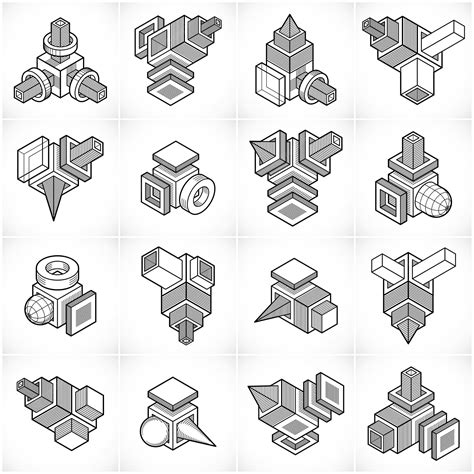 Premium Vector Isometric Abstract Vector Shapes Set