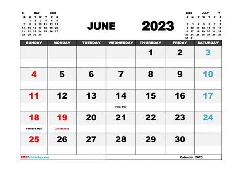 Download June 2023 Calendar With Holidays Printable Pdf