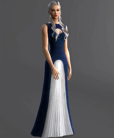 Blue Cutout Dress Daenerys Targaryen At Magnolian Farewell Sims 4 Updates