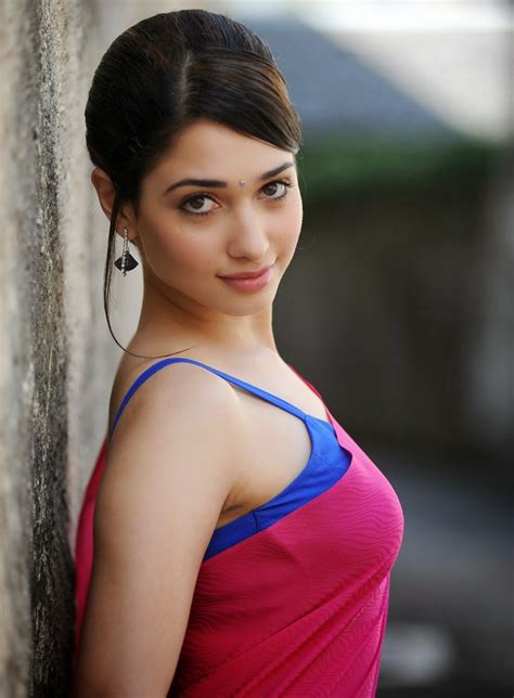 Tamanna Bhatia Looks Dropdead Gorgeous In Pink Saree And Blue Bra