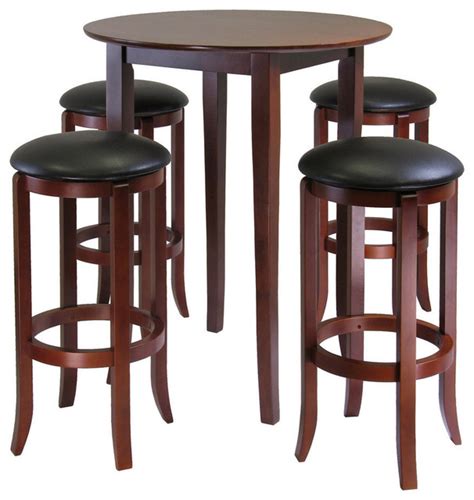 5 piece round pub table set. Winsome Wood Fiona 5 Piece Round High/Pub Table Set w/ PVC ...