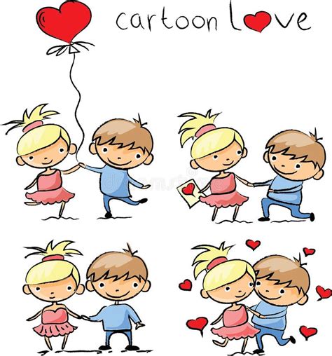 Valentine Doodle Boy And Girl Vector Stock Vector Illustration Of