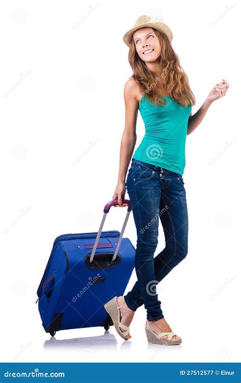 Young Girl With Suitcase Stock Image Image Of Fashion 27512577