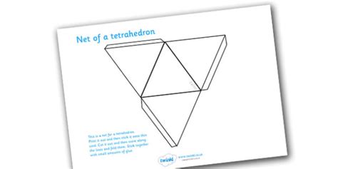 Tetrahedron Net Template 3d Shapes Twinkl Resources