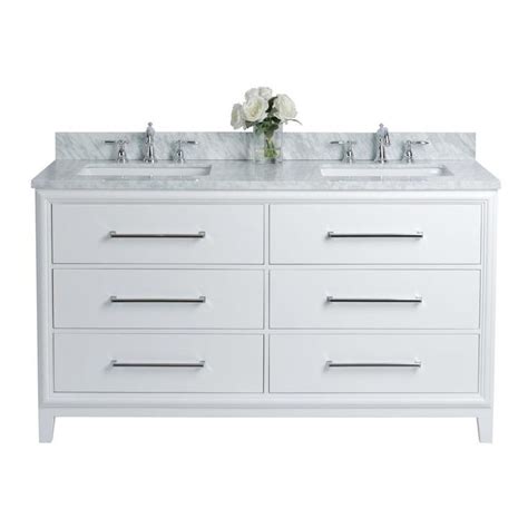 Ancerre Designs Ellie 60 In White Undermount Double Sink Bathroom