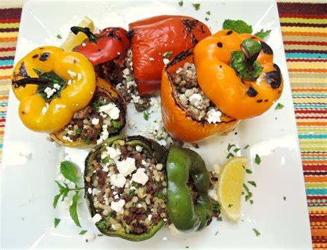 Season with salt and pepper. The Briny Lemon: Lamb and Couscous Stuffed Bell Peppers